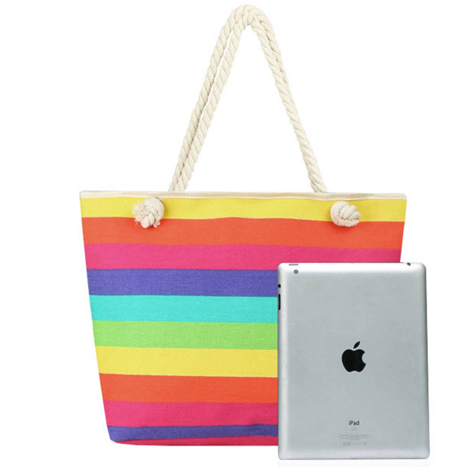 Rainbow Striped Canvas Tote Bag, custom tote bag with logo imprint 6