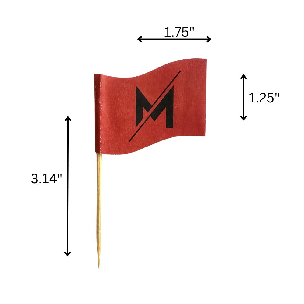 3.14 Inch Bulk Custom Toothpick Flags - Medium Wavy - 1.75" x 1.25" 2