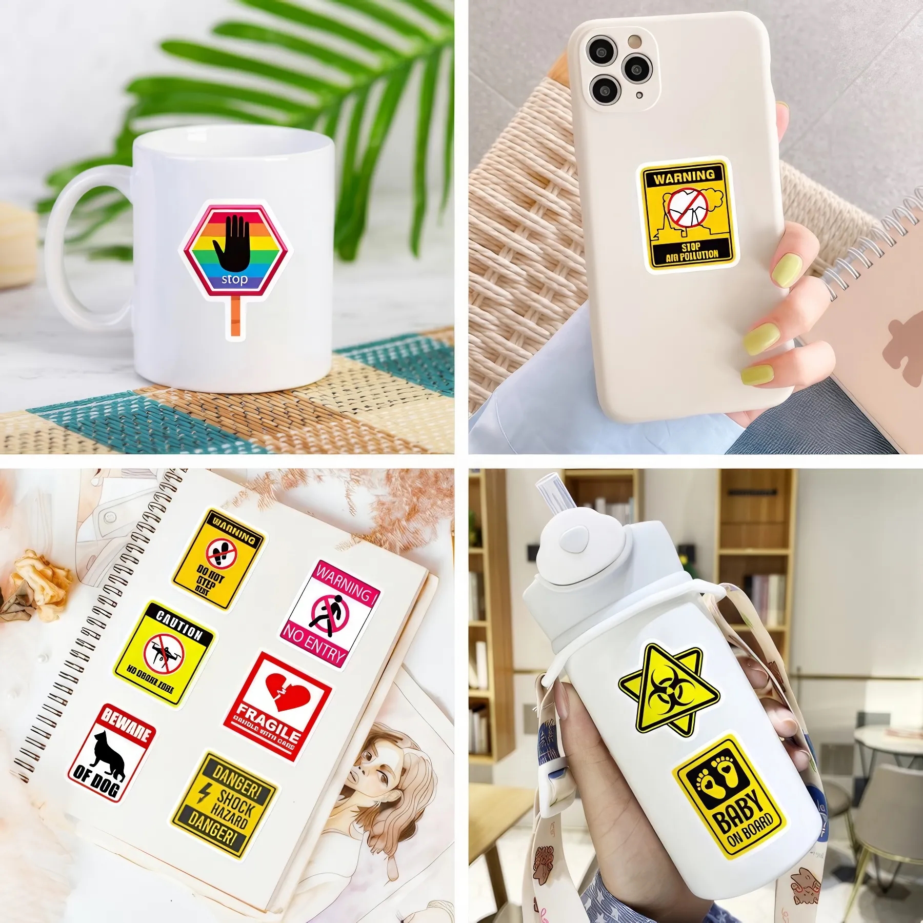 Realistic Warning Sign Waterproof Stickers 2