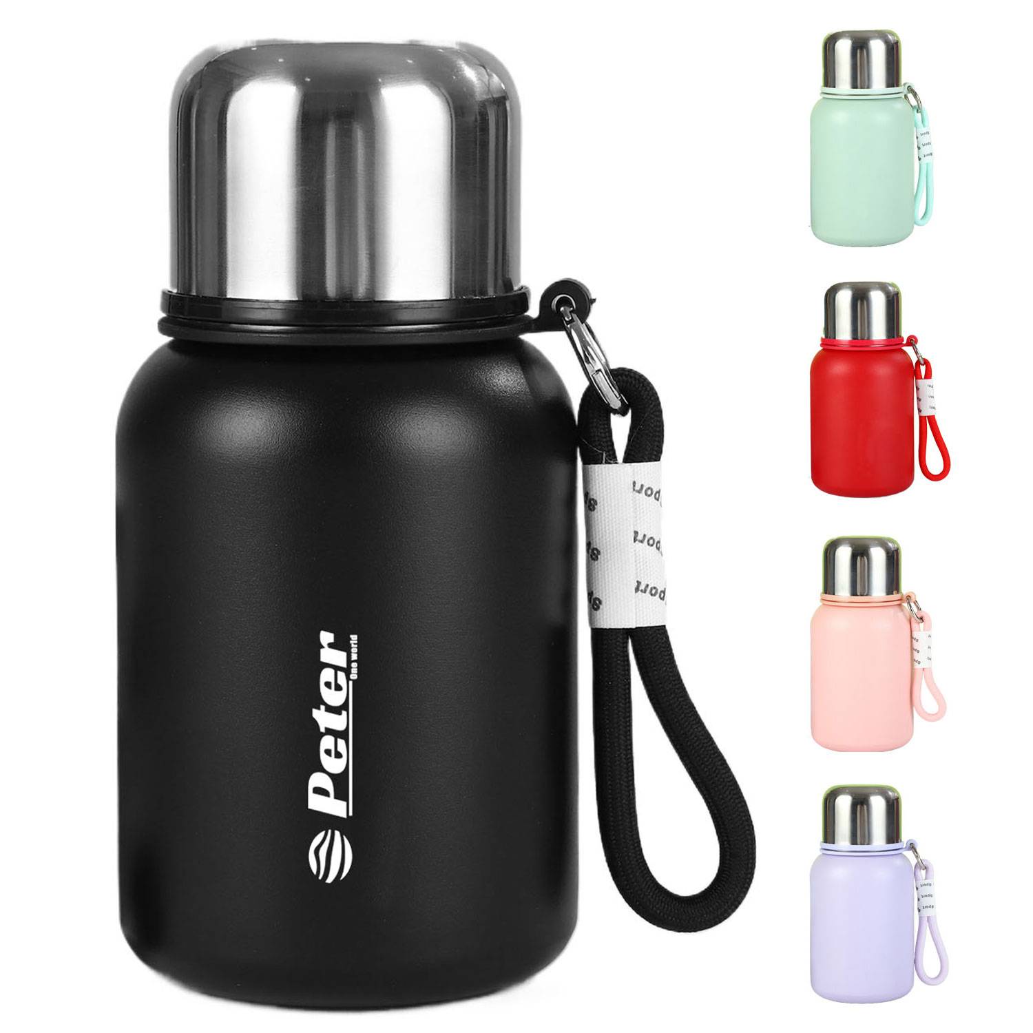 16oz Portable Stainless Steel Insulated Bottle w/ Strap 20