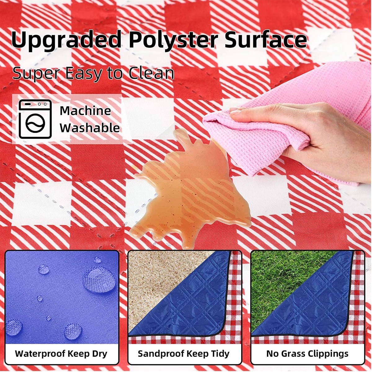 80x80 Inch Picnic Blanket Large Waterproof Pad 6
