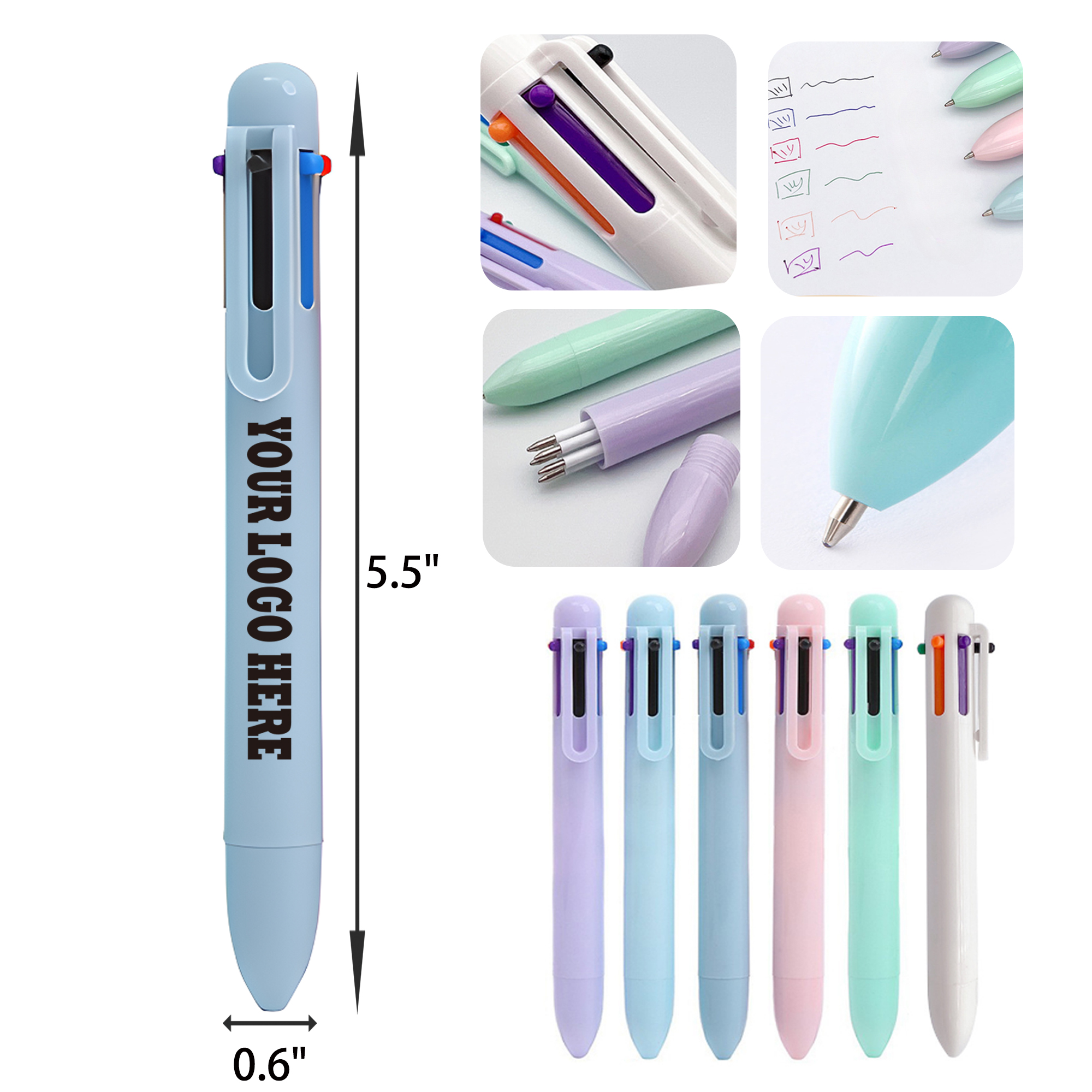 MOQ 50 PCS Retractable 6 Colors Smooth Ballpoint Pen 1
