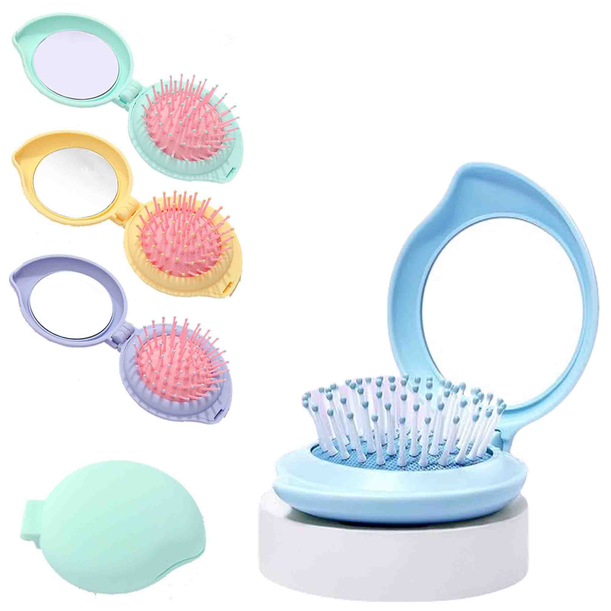 Hair Comb Folding Massage Hairbrush with Mirror 2