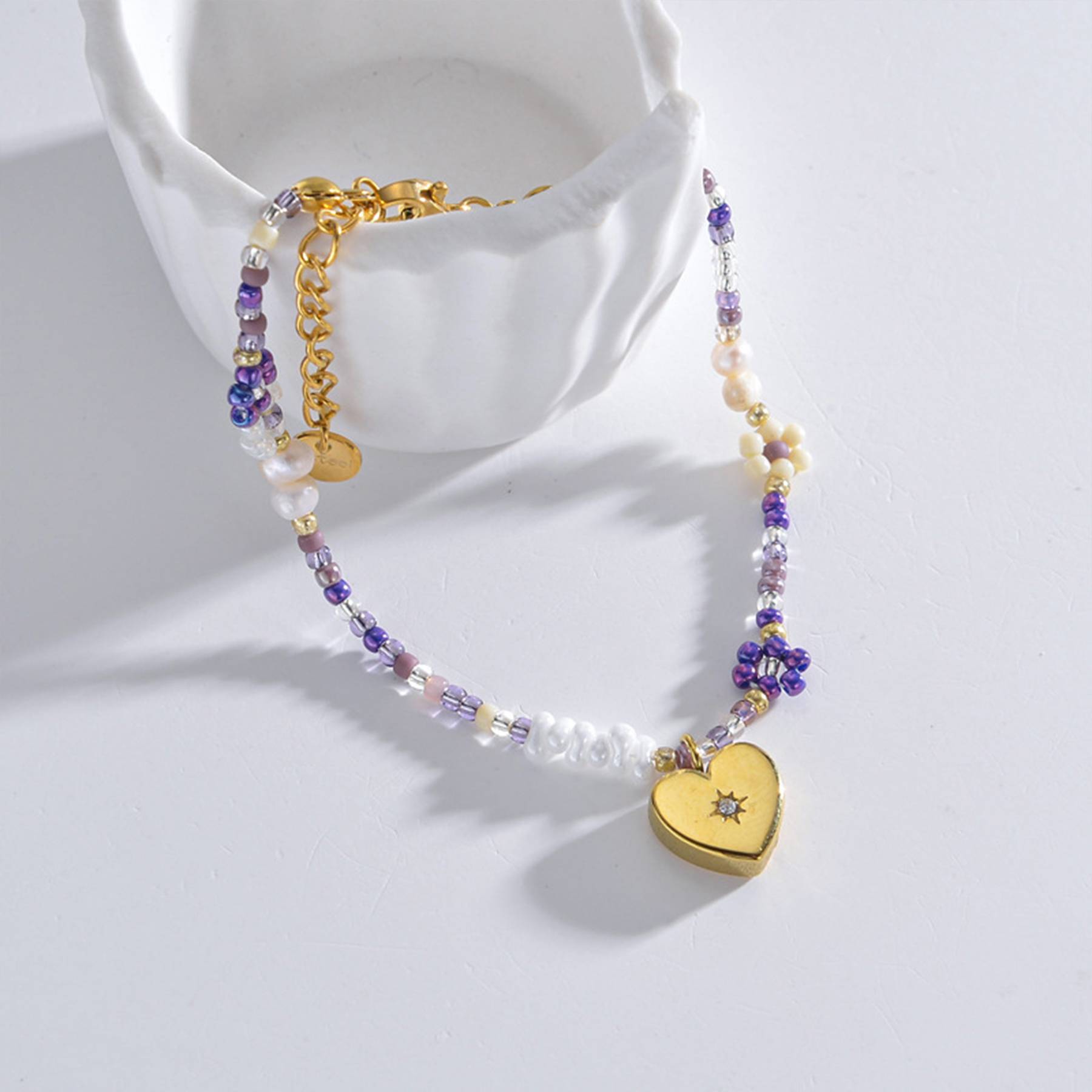 Steel Simple daisy flower beaded bracelet 5