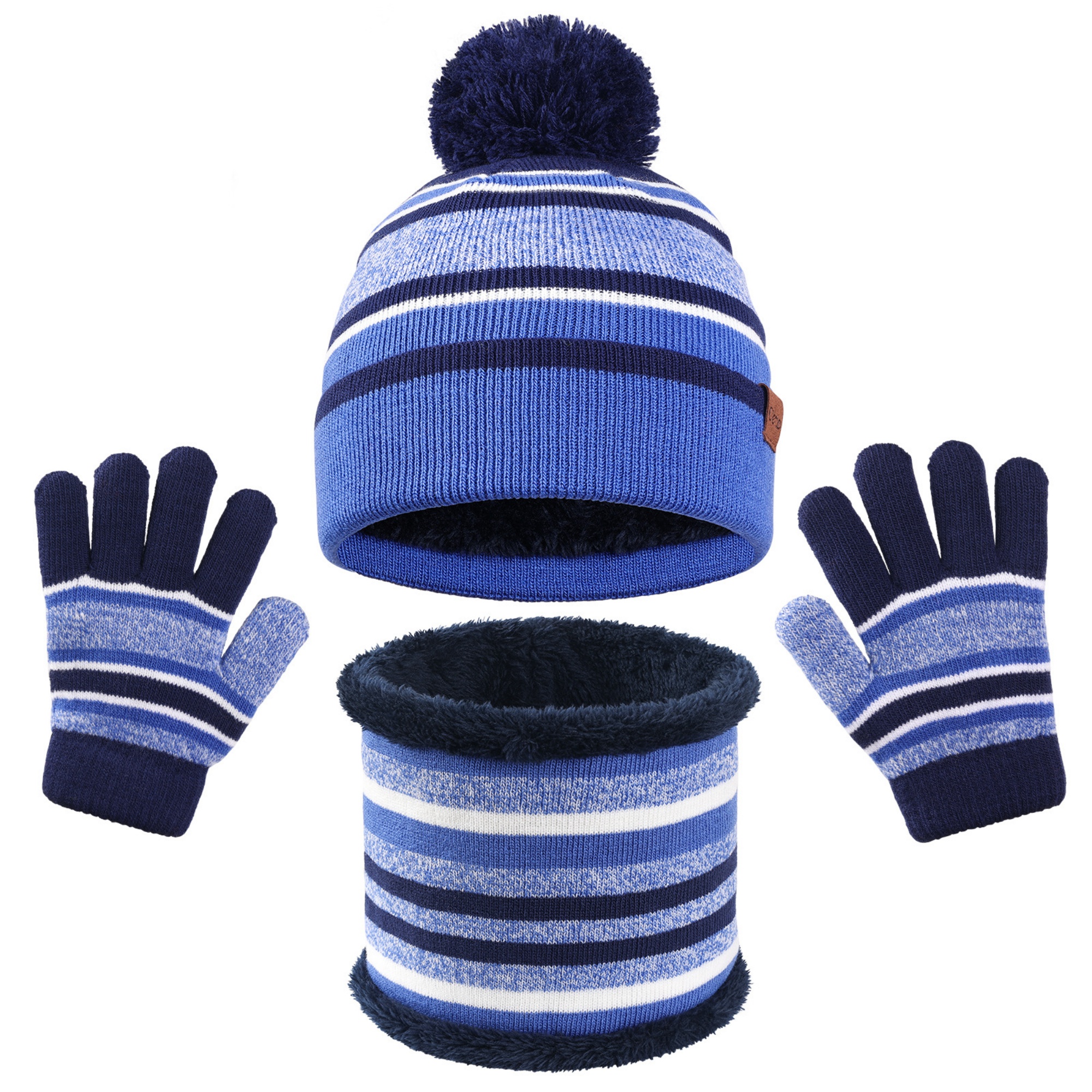 Children's Knitted Gloves Hat Scarf 3 Piece Set 2