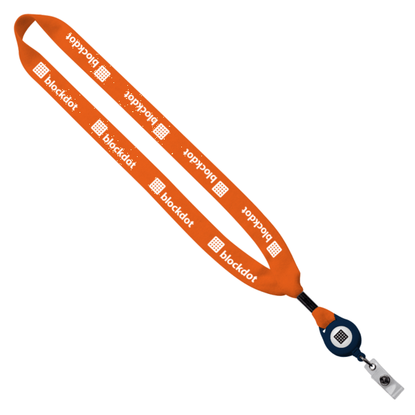 3/4" Cotton Lanyard with Metal Crimp & Retractable Badge Reel 242