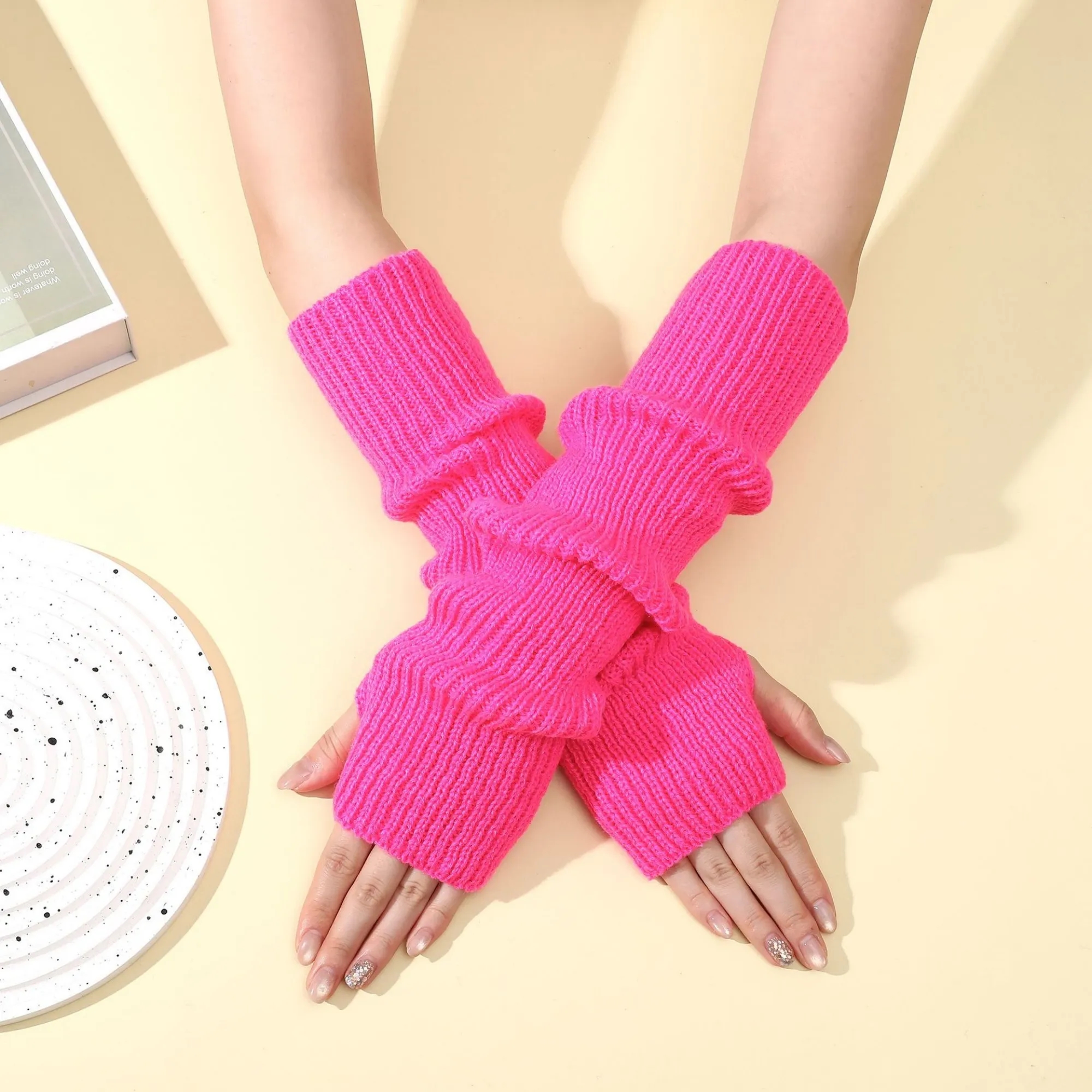 Long Fingerless Knit Winter Arm Warmers 30