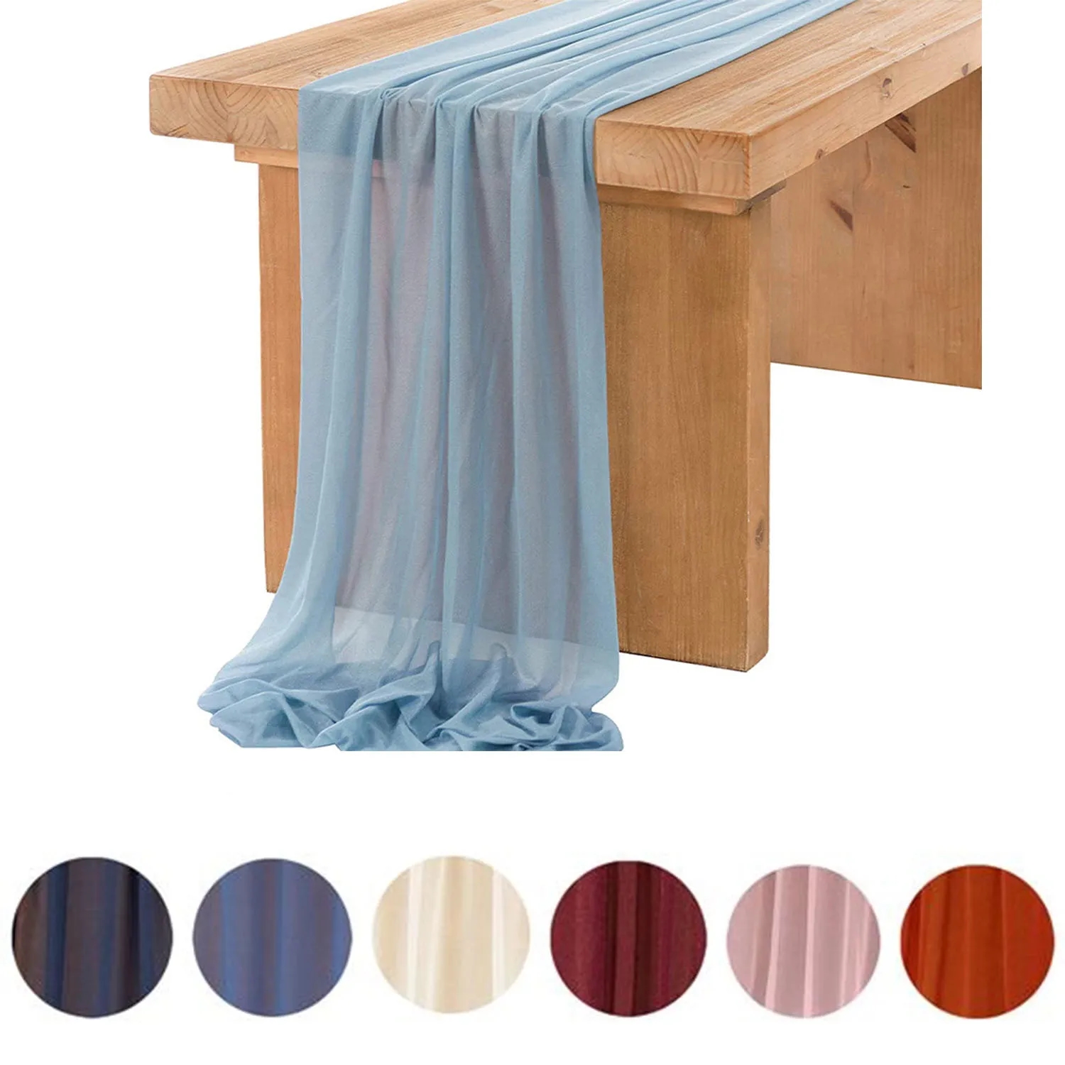 Dusty Rose Sheer Table Runner for Rustic Boho Wedding 1