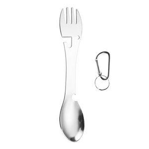 Versatile 2 In 1 Dual Head Stainless Steel Fork Spoon With Carabiner 26