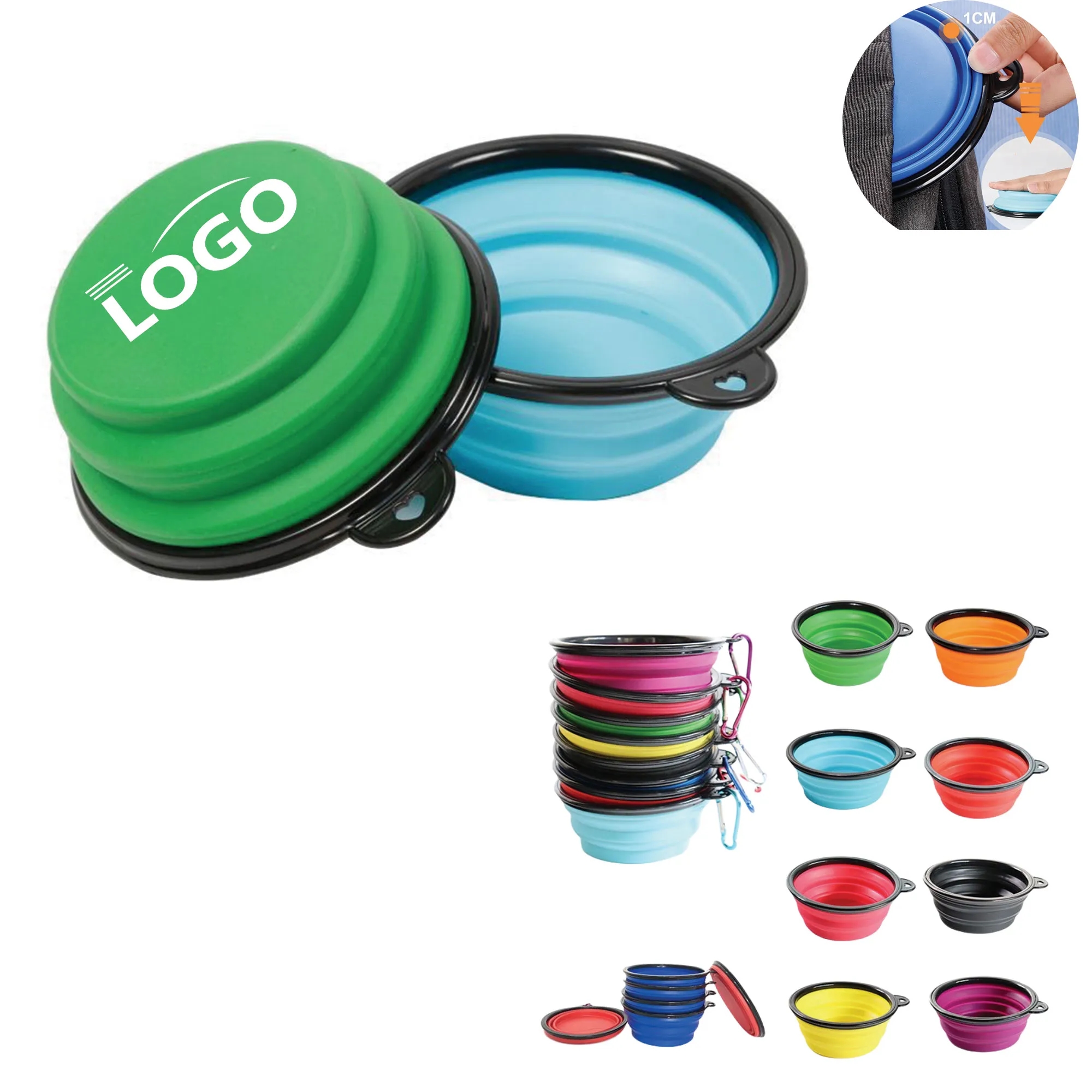 Silicone Collapsible Pet Bowl With Carabiner