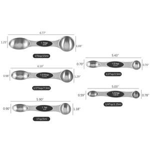 Stainless Steel Magnetic 5 In 1 Dual Measurement Spoons With Silicone Handle 12