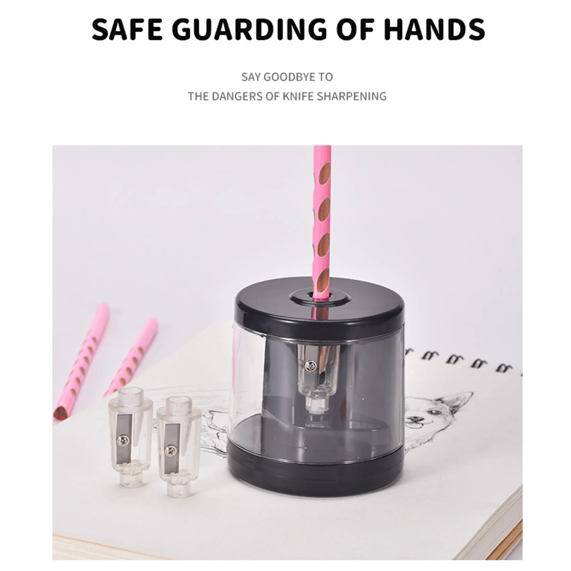 Electric Pencil Sharpener With Replaceable Blades 1