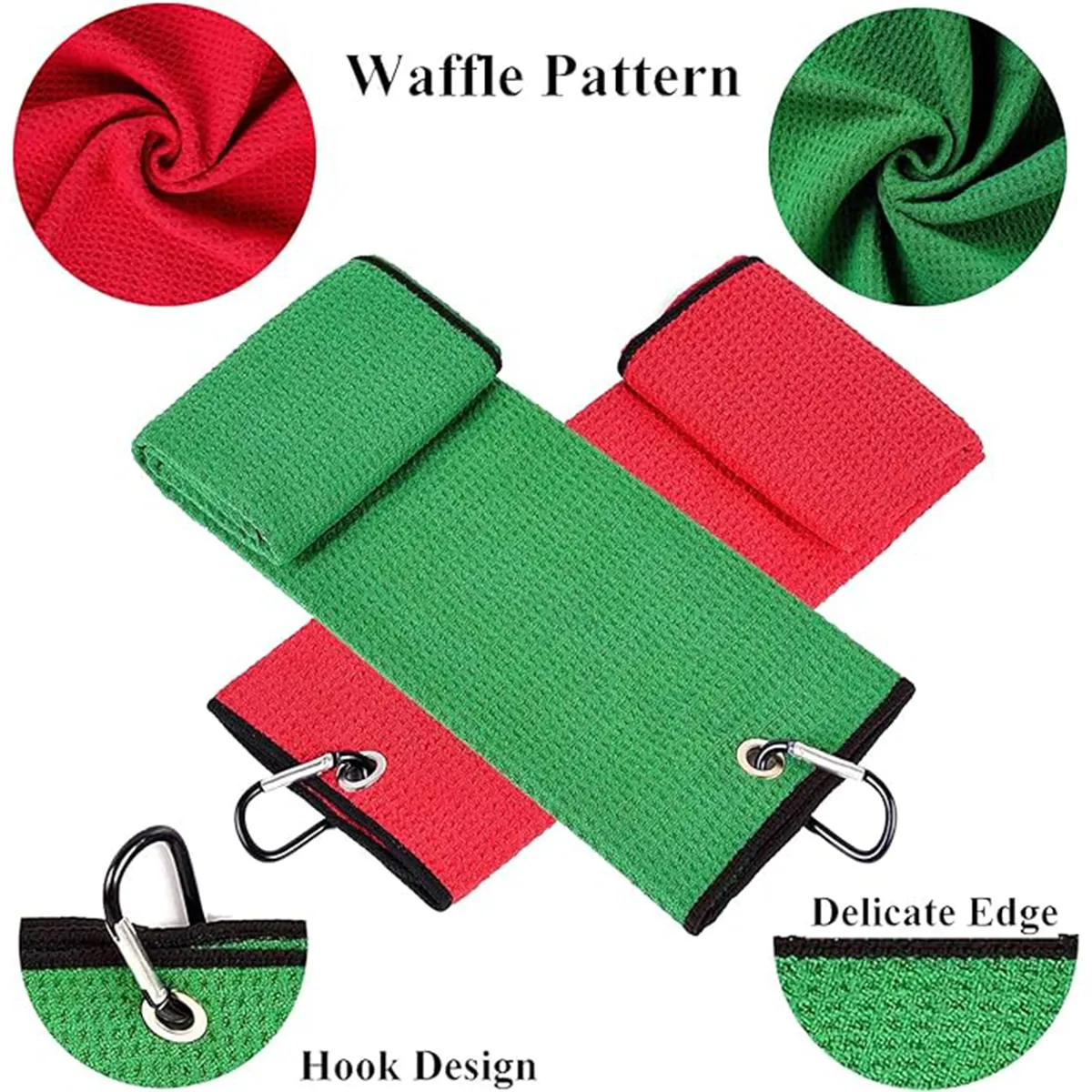 Microfiber Waffle Pattern Golf Towel With Carabiner Clip 9
