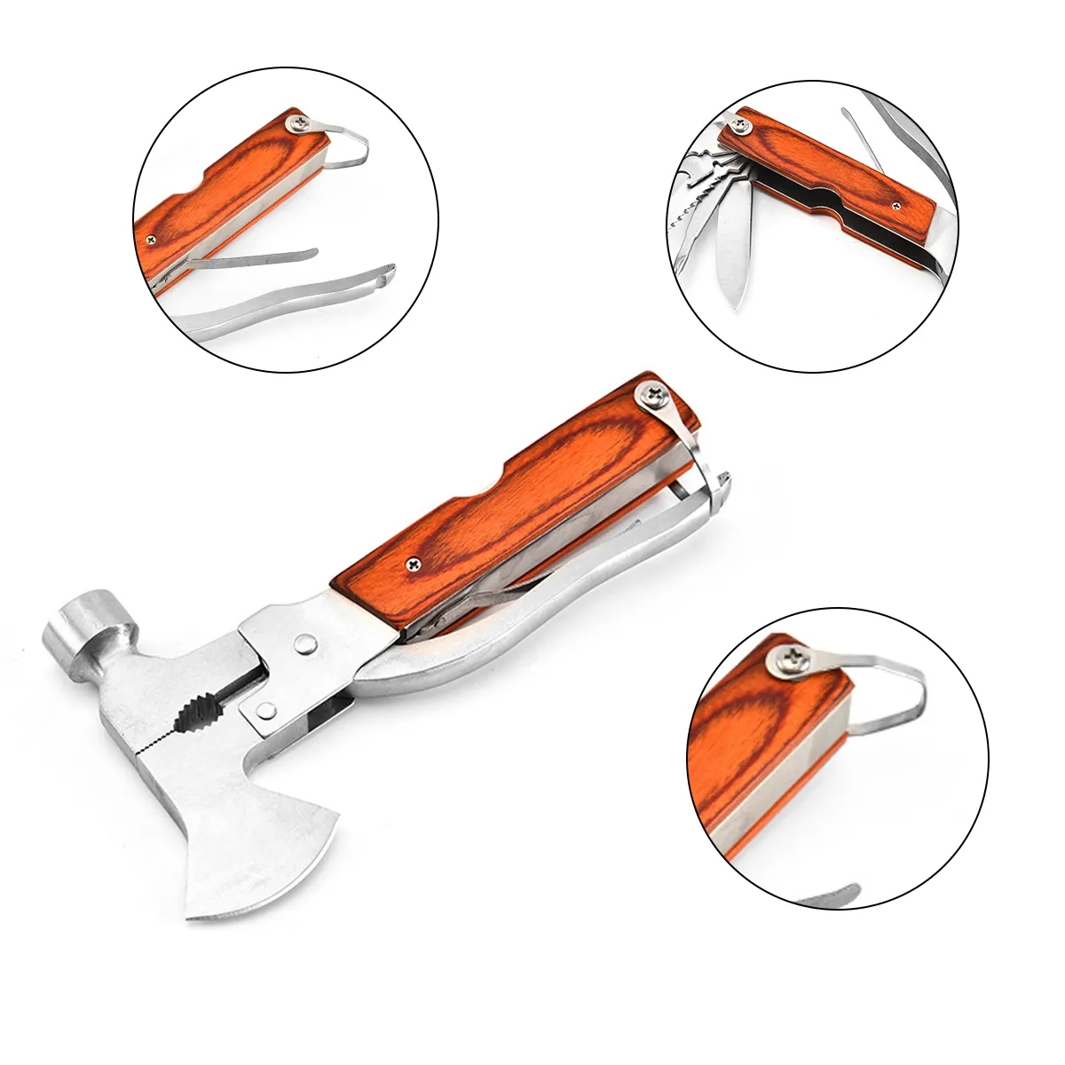 13 in 1 Compact Multi-Tool Axe with Wood Handle 5