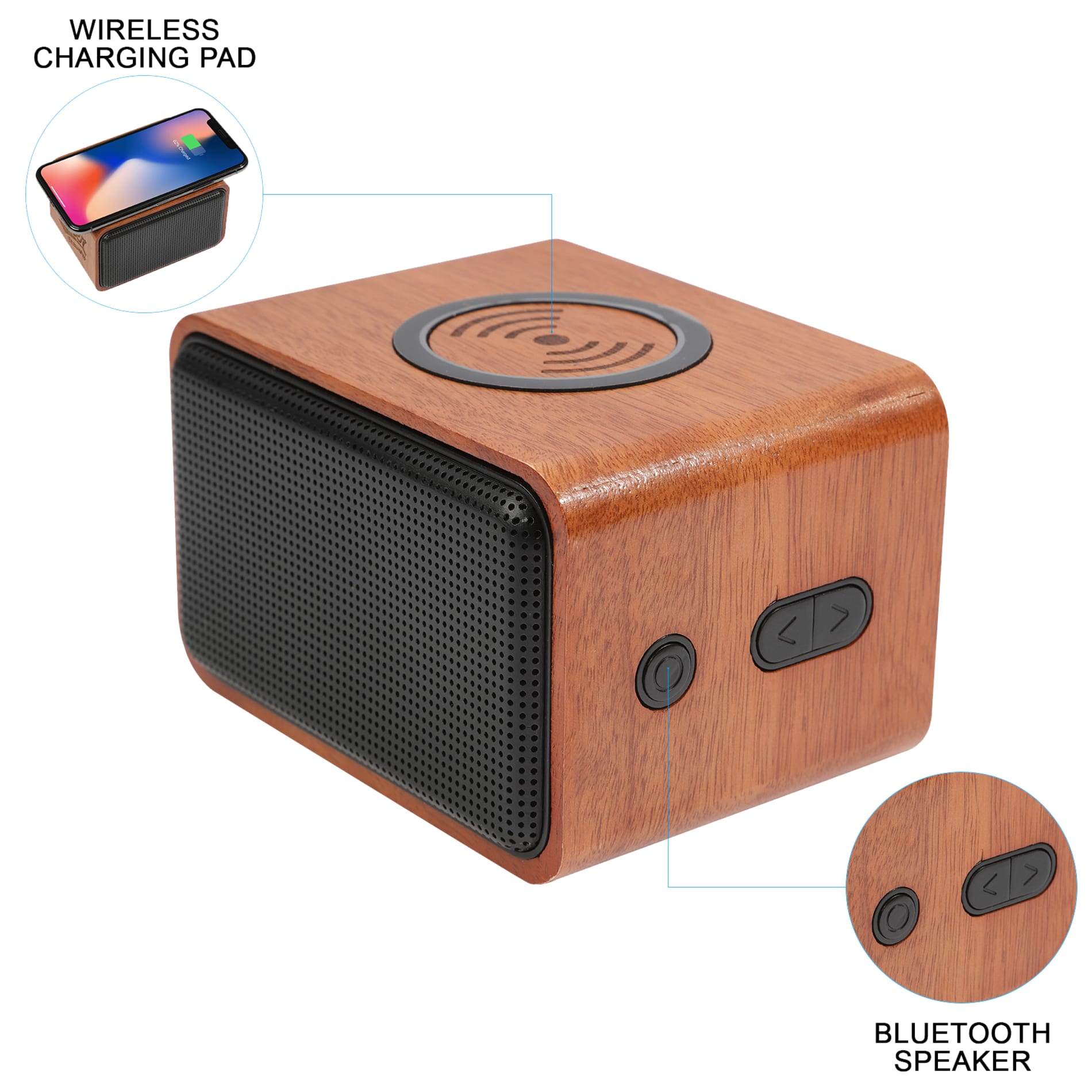 Wood Bluetooth Speaker with Wireless Charging Pad 85
