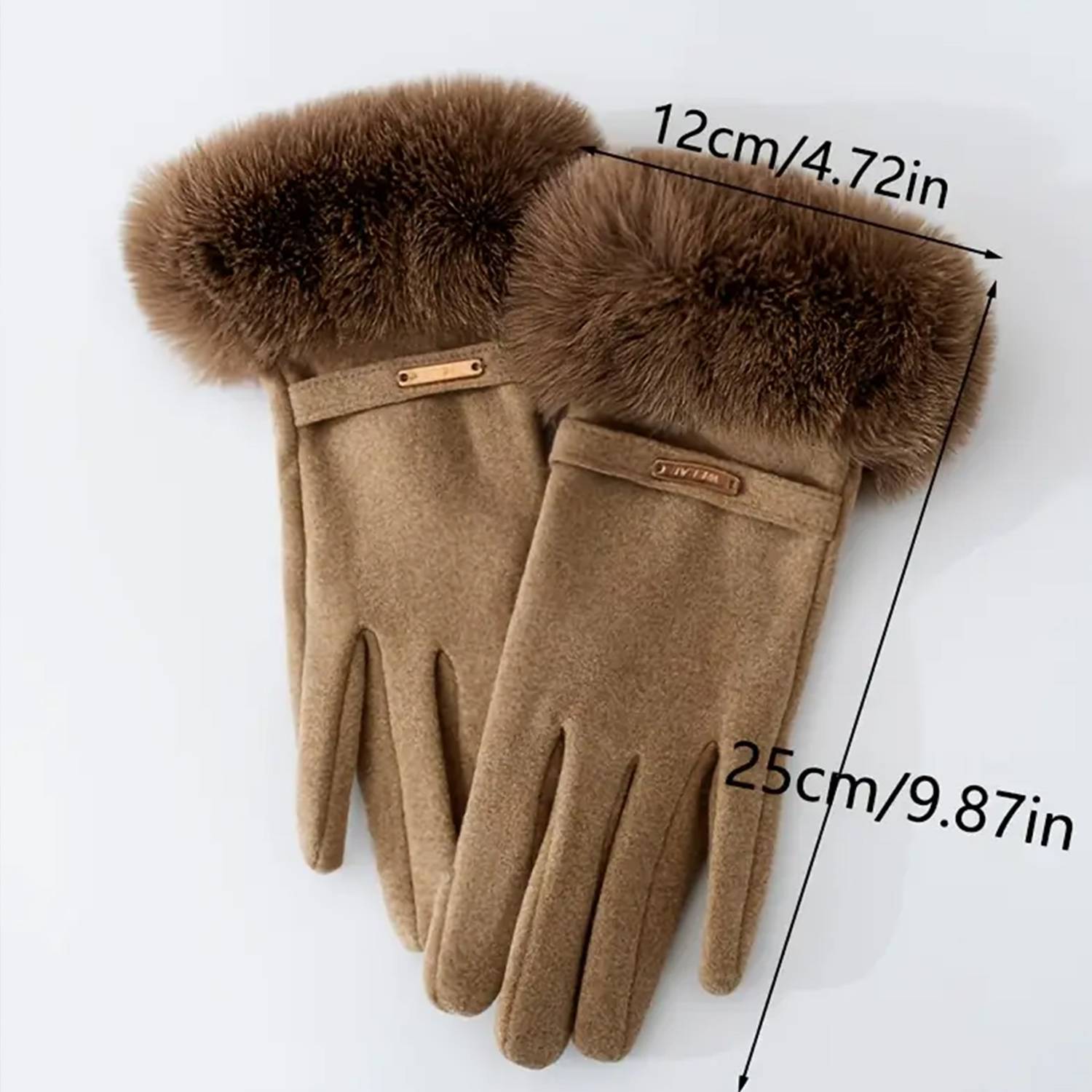 Women Winter Gloves w/ Touch Screen Fingers Faux Fur Cuff 5