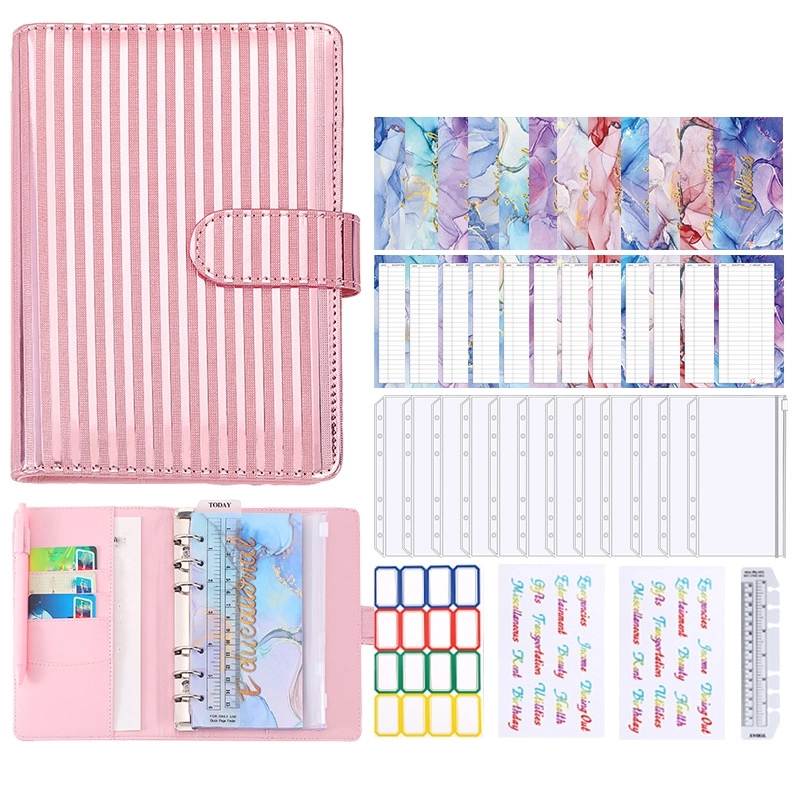 PU Leather A6 Budget Planner Binder Notebook 8