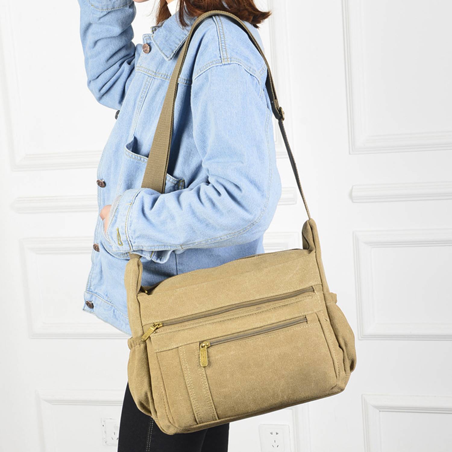 Light Weight Canvas Messenger CrossBody Bag for Women 7