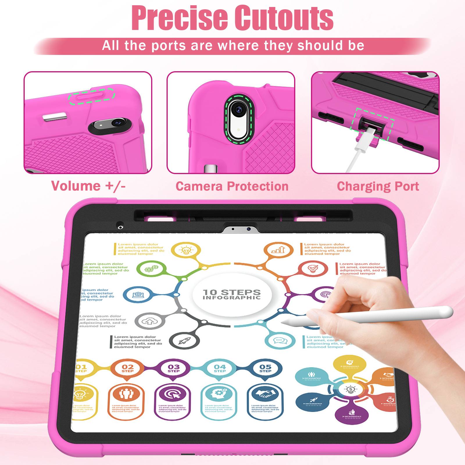 Silicone iPad case w/ double layer shockproof 2