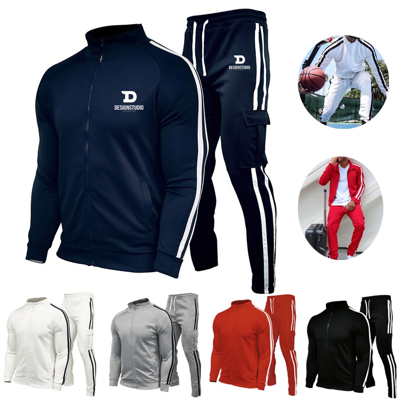 Men's Long Sleeve Full-Zip Running Casual Tracksuit Set 1