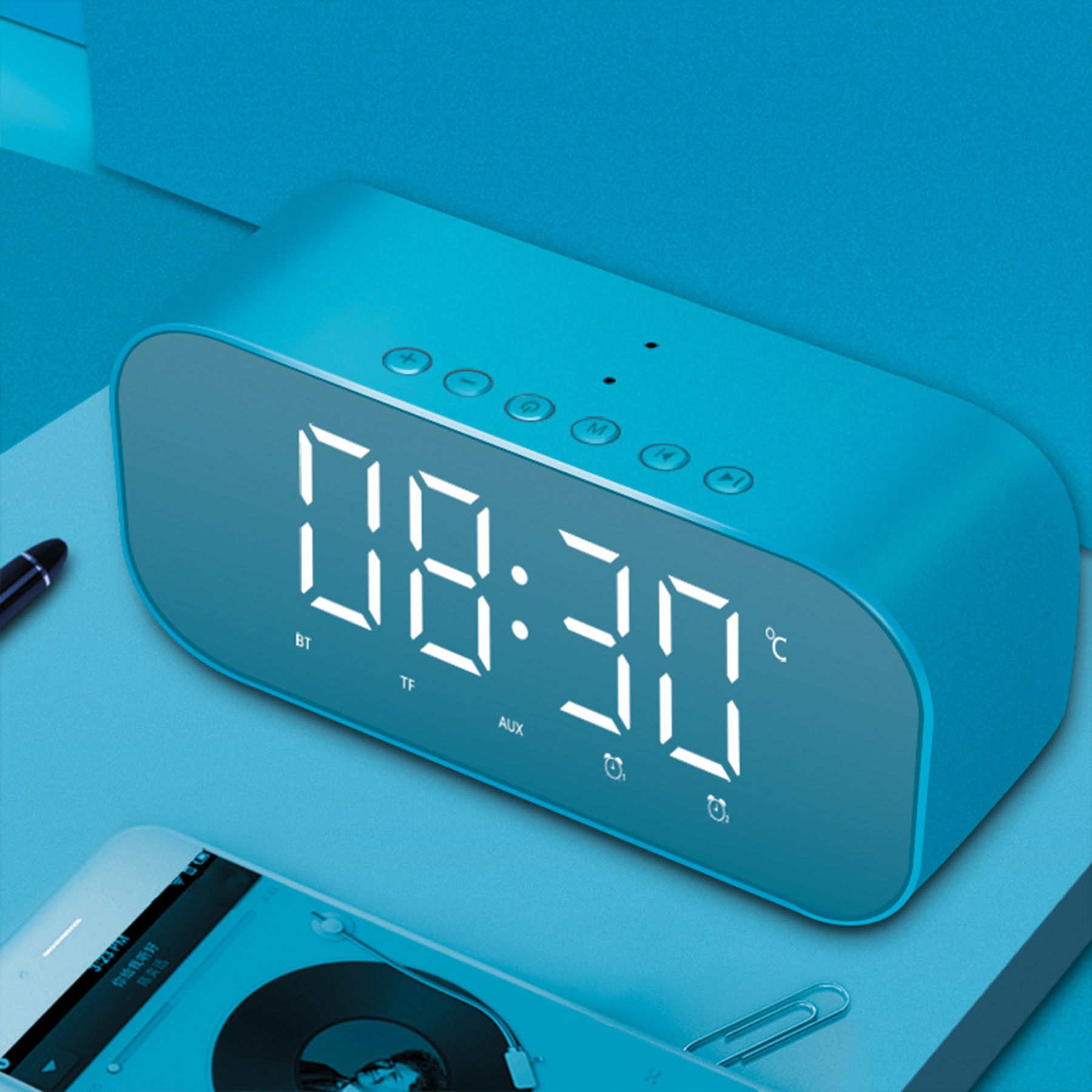 Portable Bluetooth Speaker with Alarm Clock 3