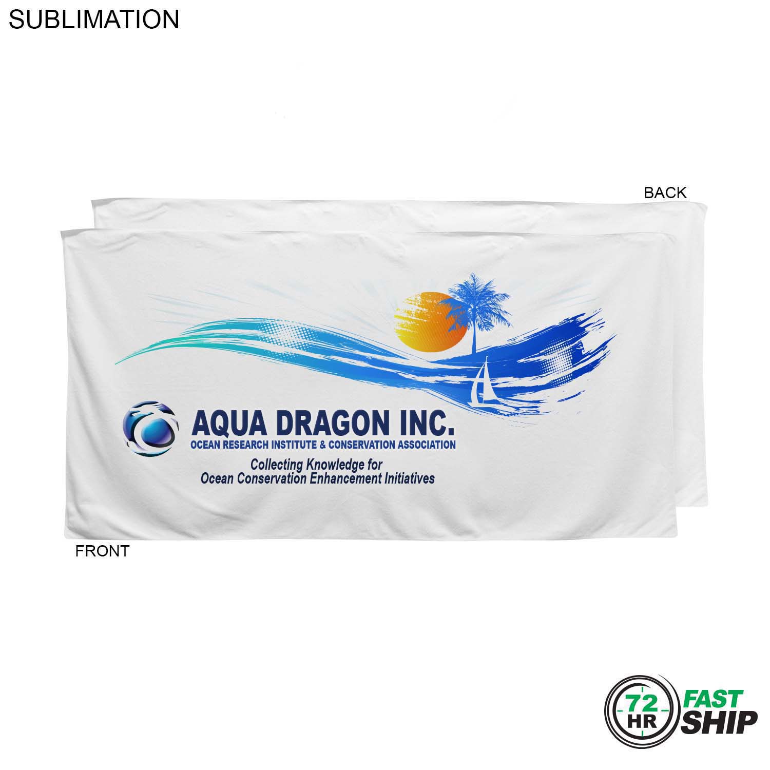 72 Hr Fast Ship - Plush and Soft Velour Terry Cotton Blend White Beach Towel, 30x60, Sublimated 7