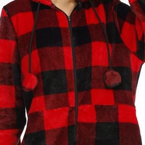 Women's Flannel Plaid Hooded Onesie 5