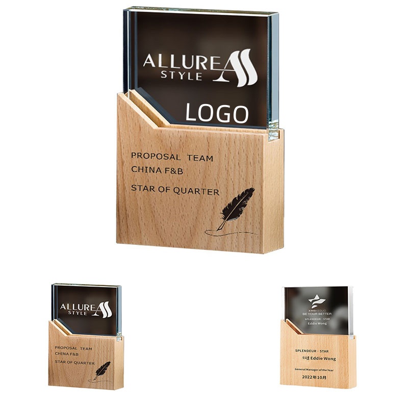 Wooden Base Crystal Trophy 3