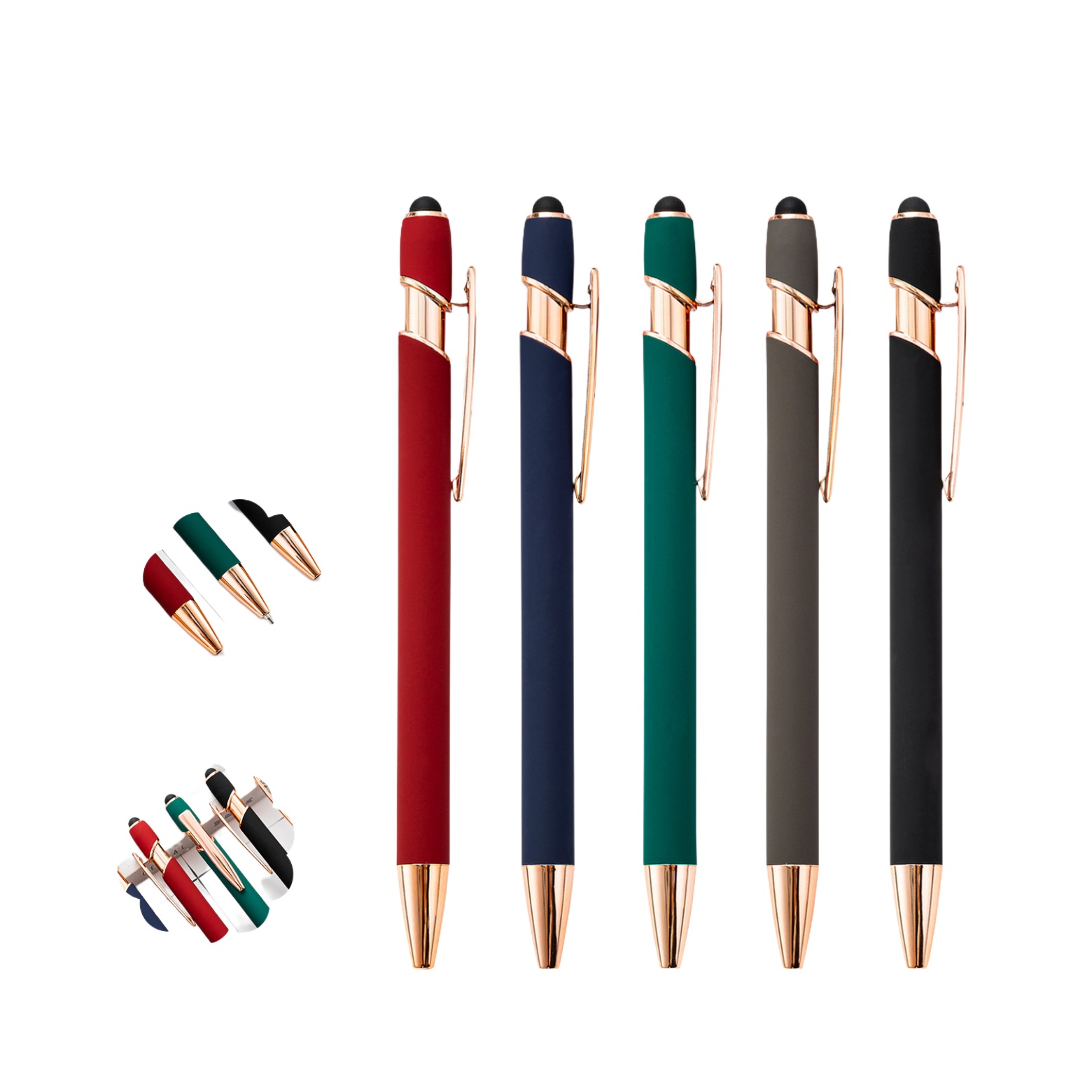 Rose Gold Soft-Touch Metallic Pen W/ Stylus 3