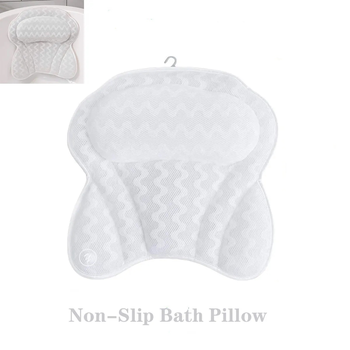 3D Mesh Bath Pillow Back Neck Support Portable Washable 2