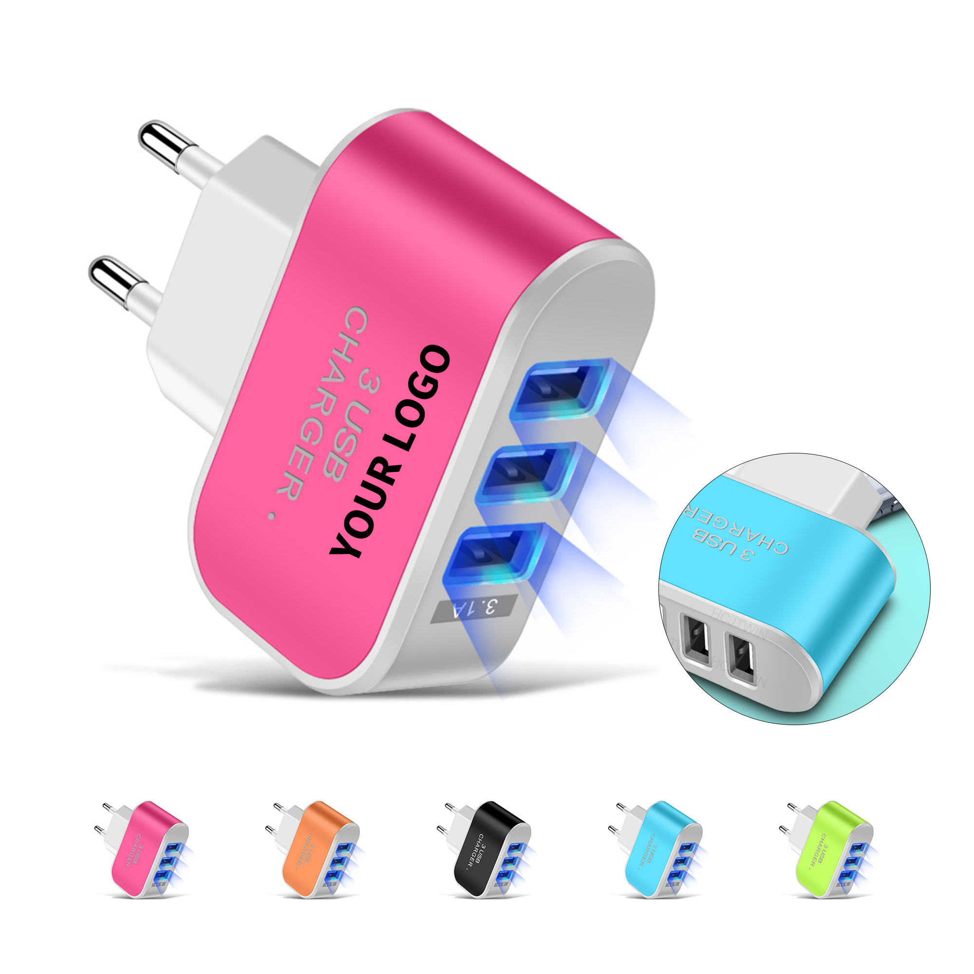 Three Port Universal Serial Bus Wall Charger 1