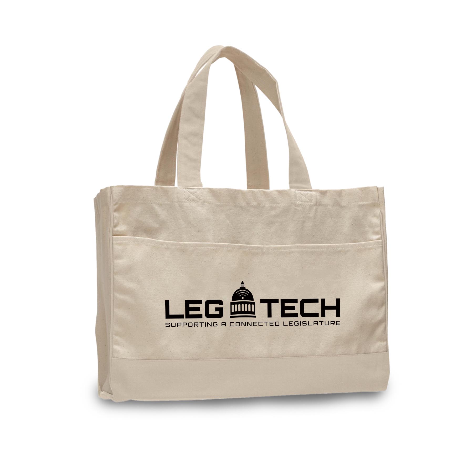 12 oz. Cotton Canvas Natural Self Fabric Handles Tote Bag/w inside zipper pocket_R114NBT 3