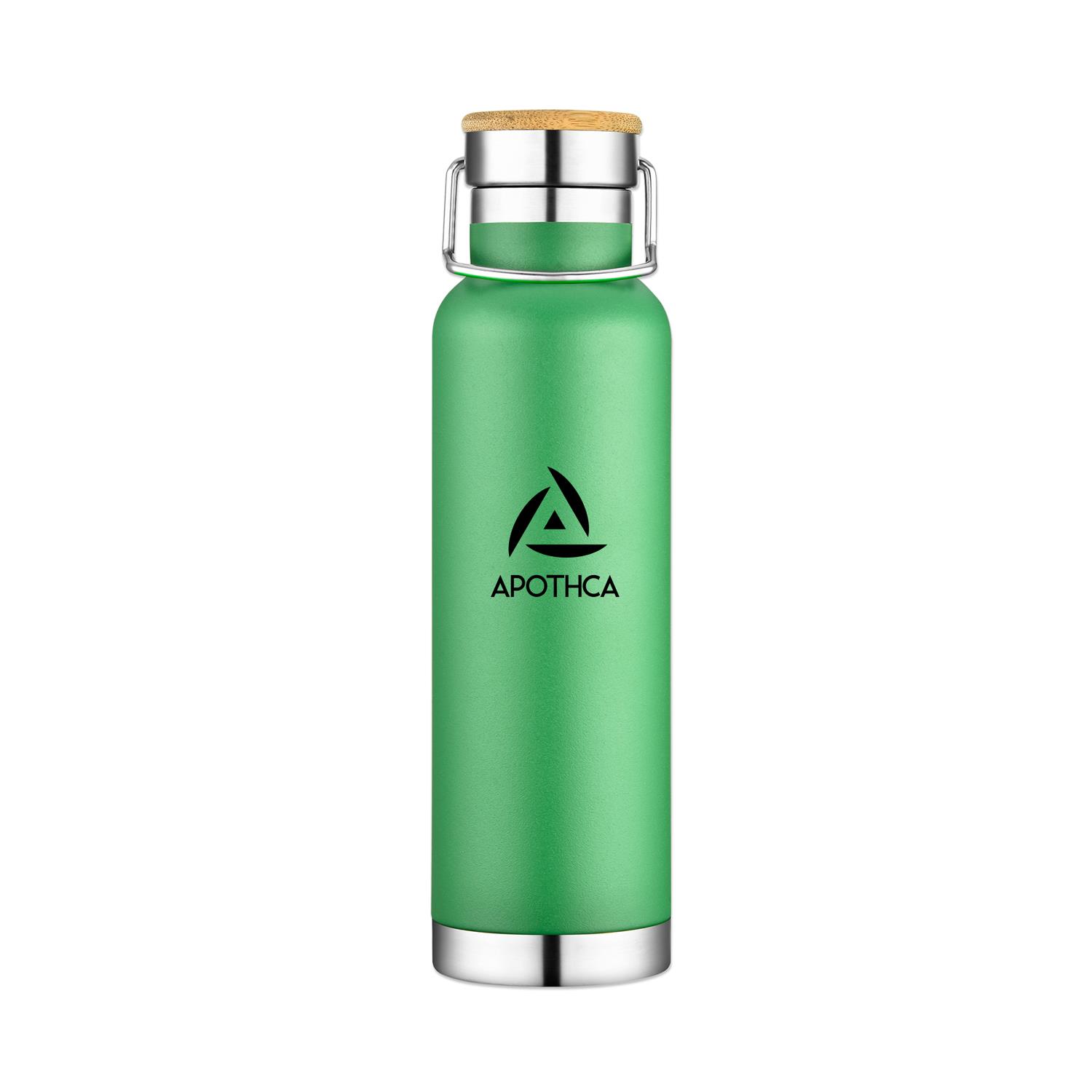22 Oz. Double Wall Vacuum Bottle with Bamboo Lid, custom water bottle with logo imprint 3