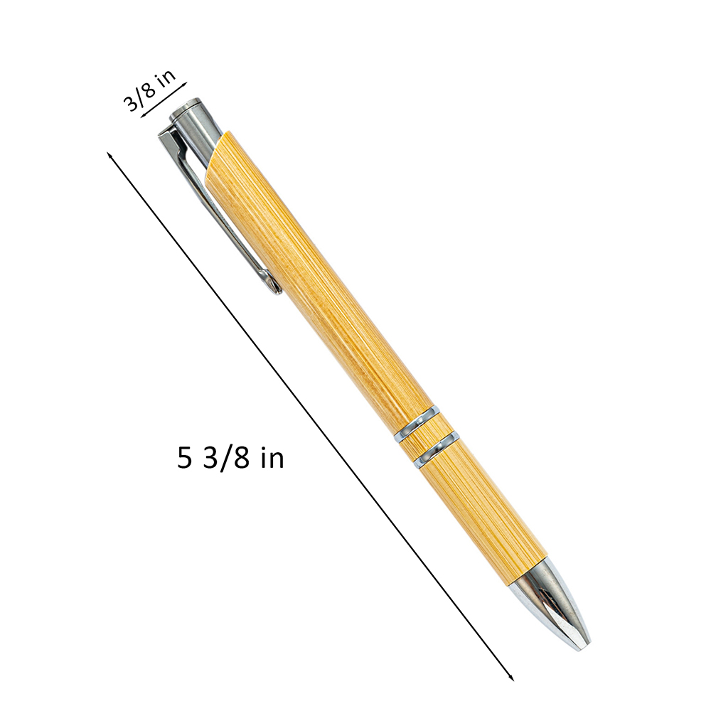 Eco Bamboo Ballpoint Pen with Metal Clip and Accents 7