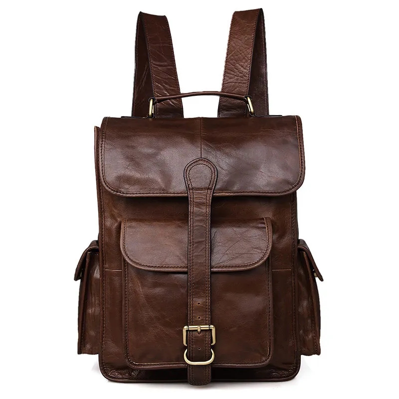 Custom Vintage Genuine Leather 15 Inch Laptop Backpack 2