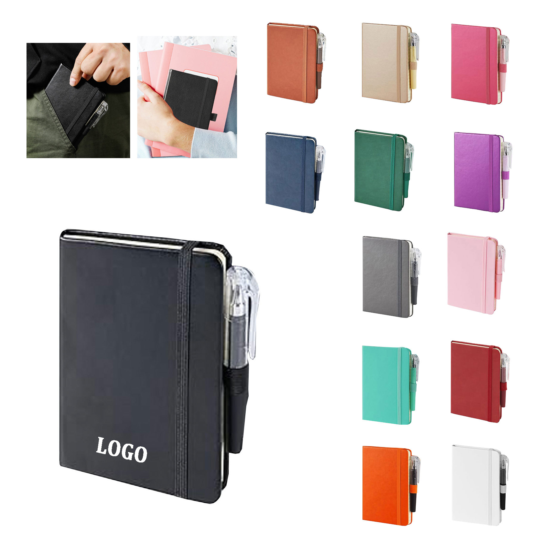 Pocket Leather Notebooks with Pens 1