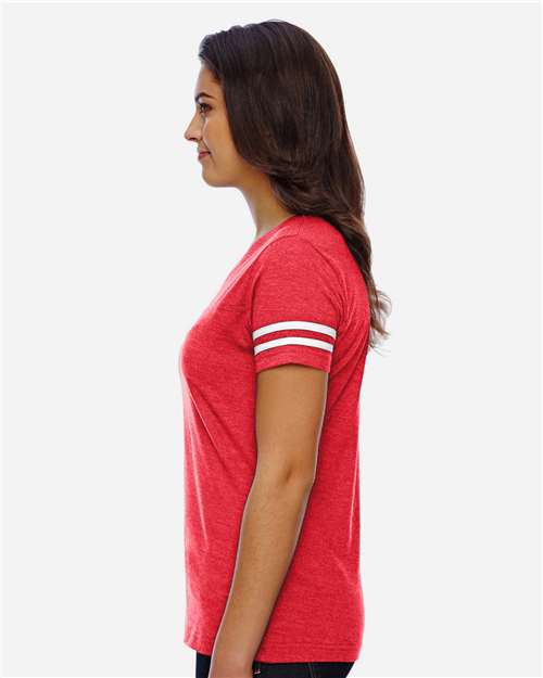 Women's Football V-Neck Fine Jersey Tee - 3537 14