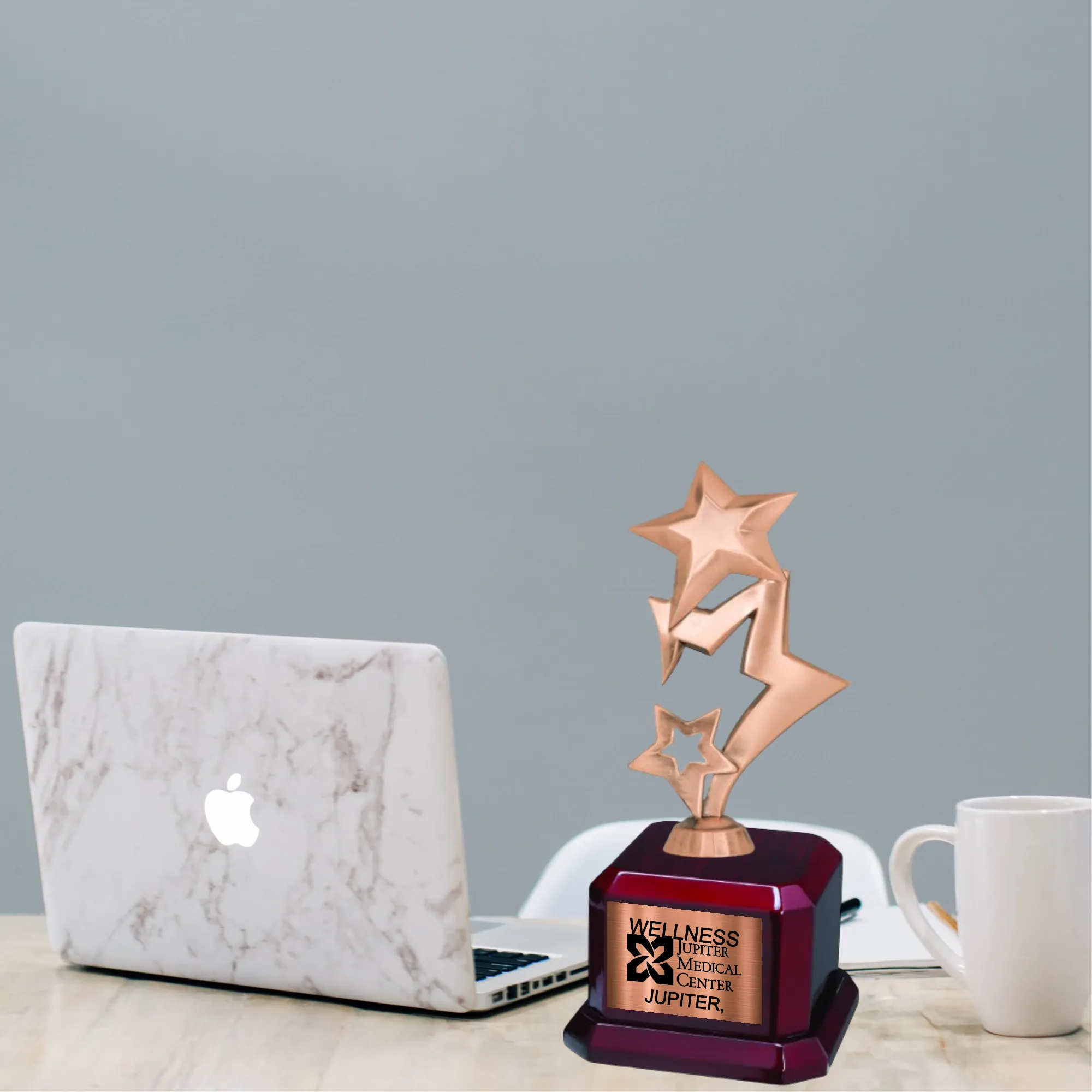 9 1/2" Star Trophy Award on Rosewood Royal Piano Finish Base 3