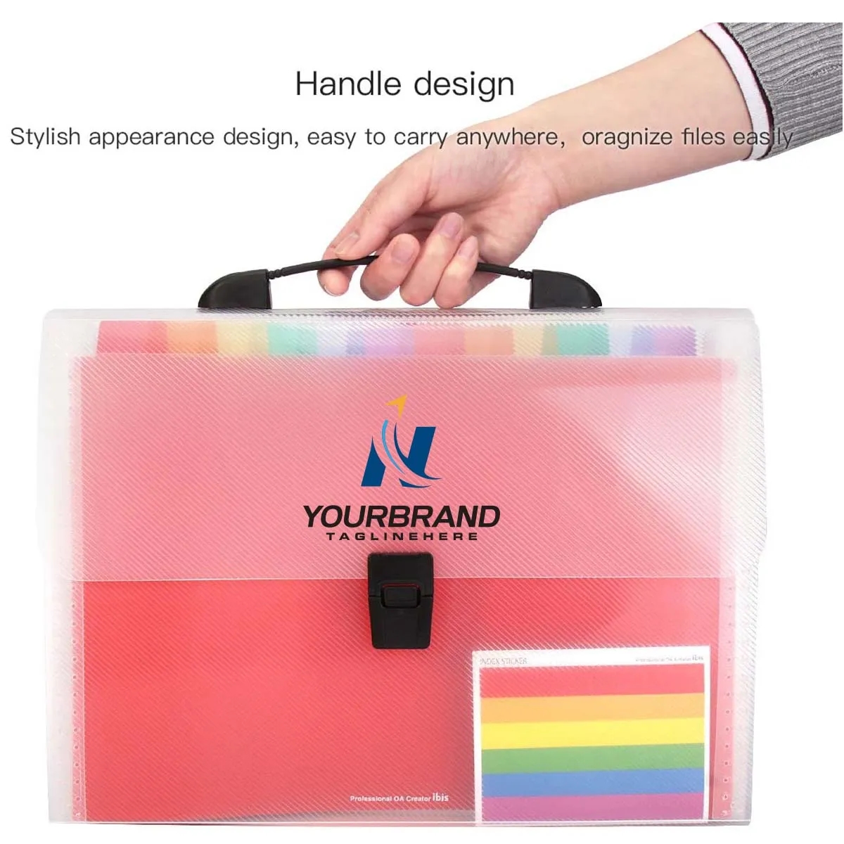 A4 13 Pockets Rainbow Expanding Accordion Handle File Folder 4