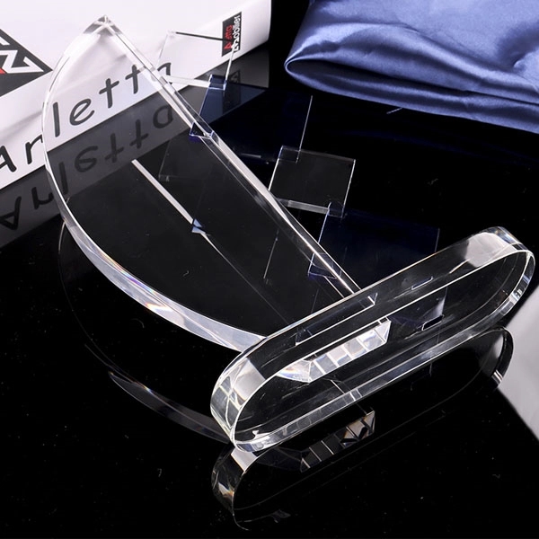 Sail-shaped Blue Clear Crystal Glass Trophy 4