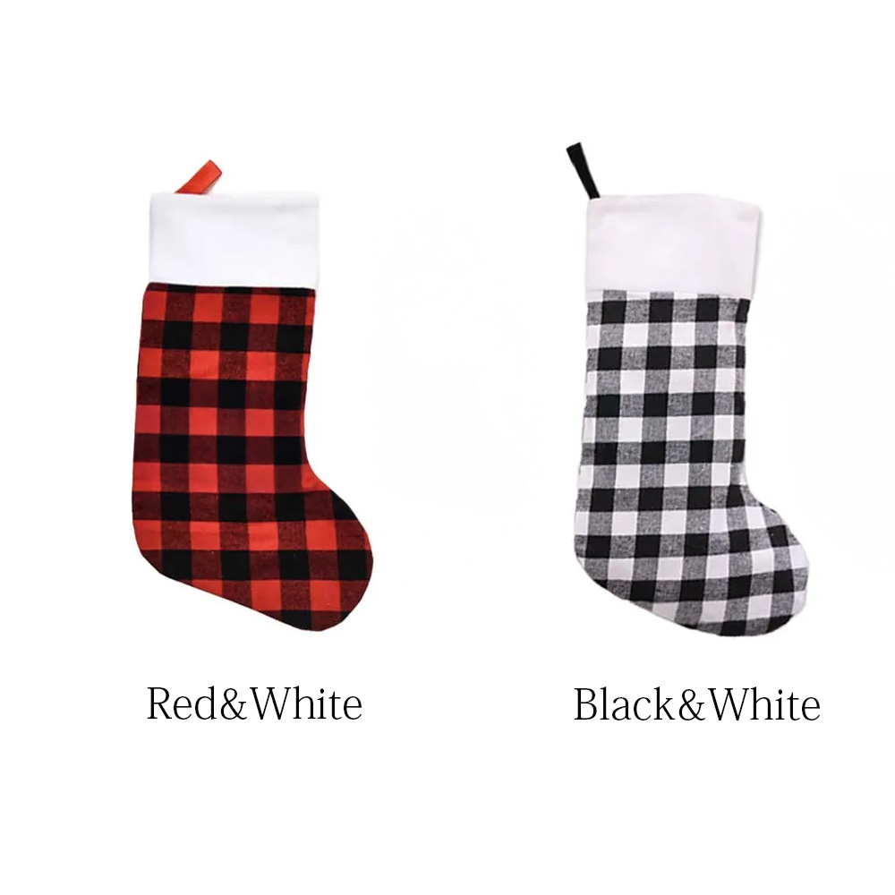 Plaid Christmas Stocking Ornament (Large) 4