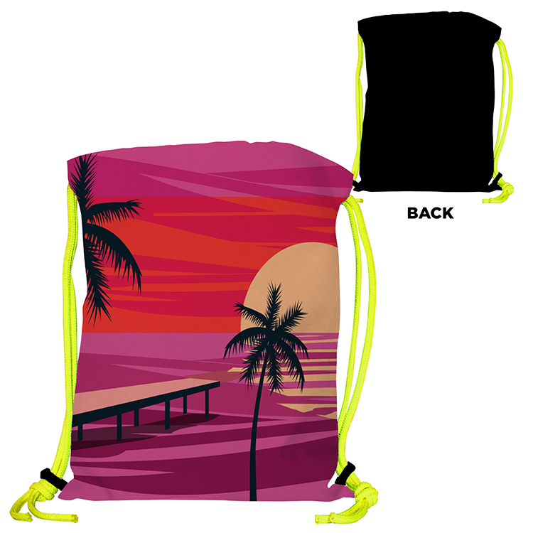Super Drawstring Pack (One side Imprint)-Neon Yellow Heavy Rope 4