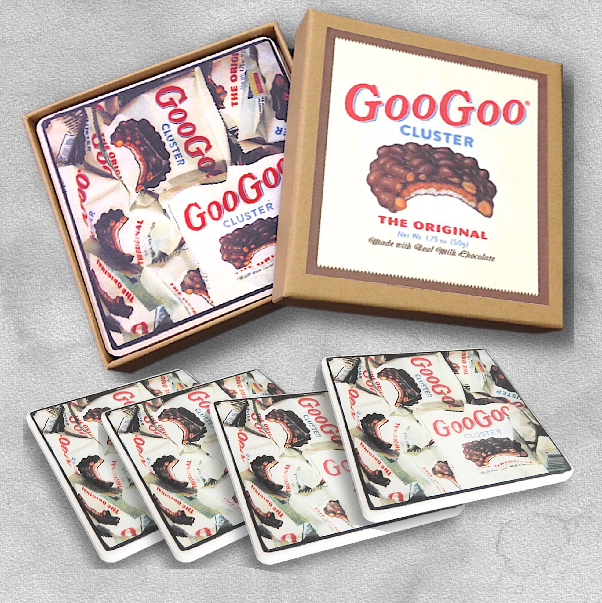 4 Square Absorbent Stone Coaster Gift Box Set with Printed Label 9