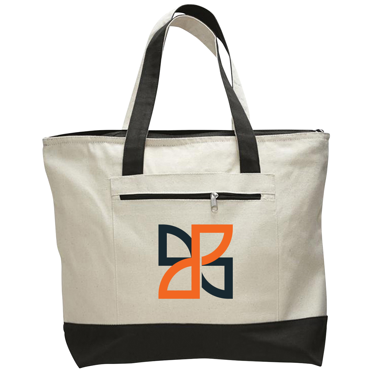 DailyMate Heavy Canvas Zipper Tote Bag with Color Handles, custom tote bag with logo imprint 15