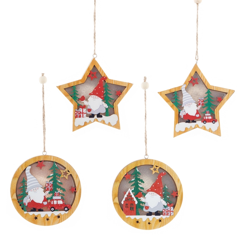 Christmas Wood Cutouts Pendants With Led Lights 7