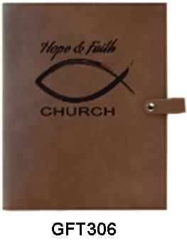 Custom Laser Engraved Dark Brown Leatherette Book Cover 2