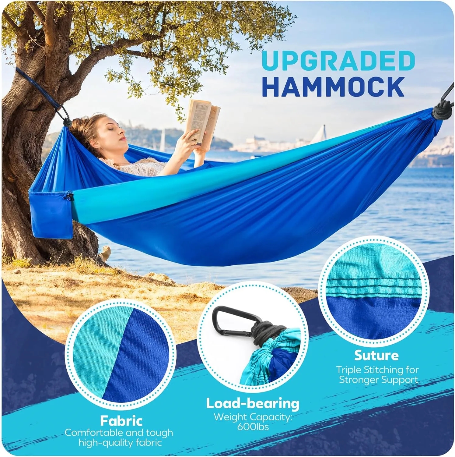 Portable Hammocks with Two Tree Straps 7