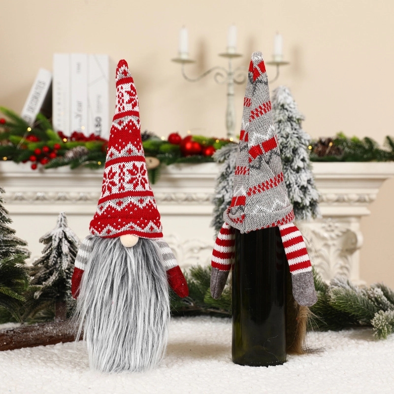 Gnome Christmas Santa Claus Wine Bottle Cover 5