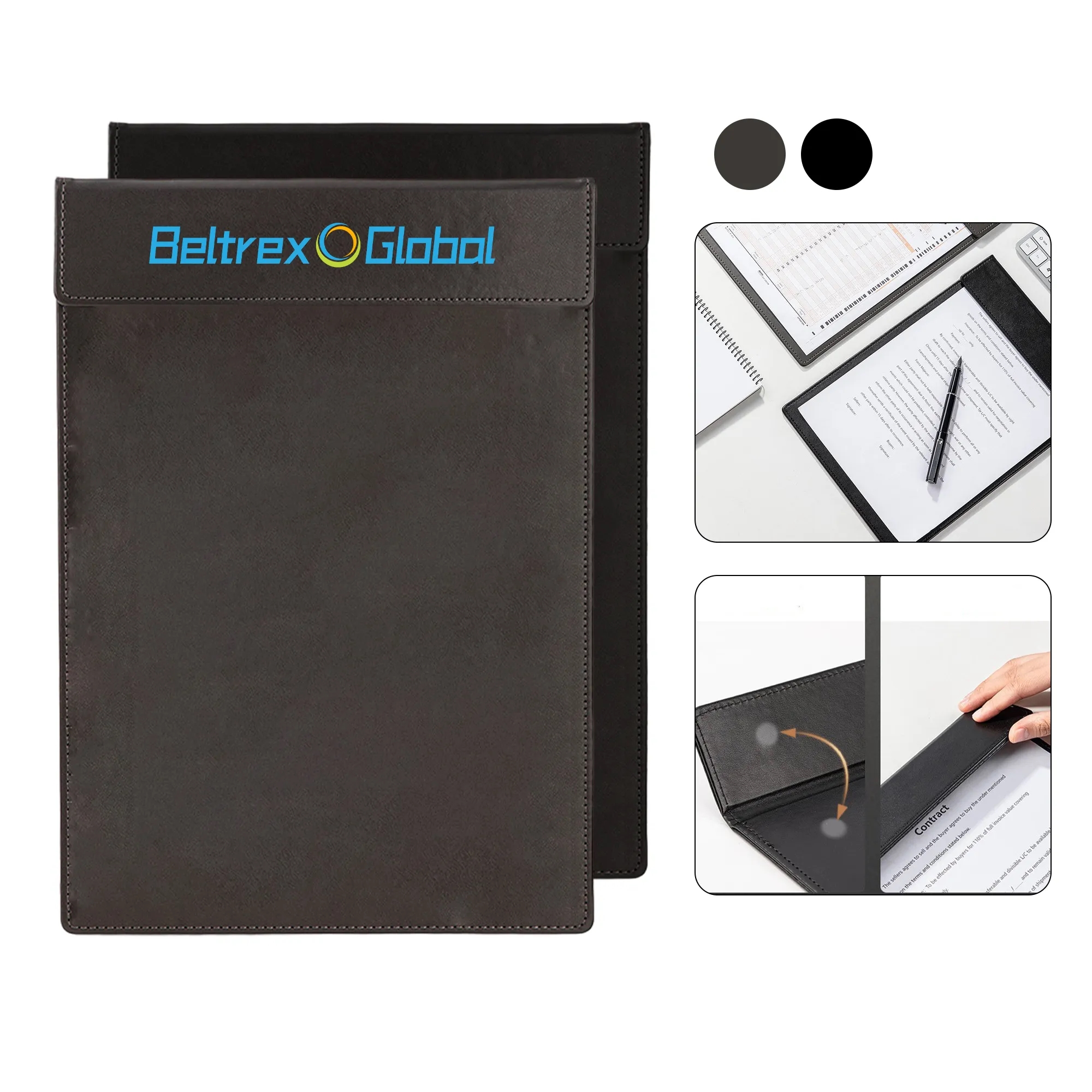 Durable PU Leather A4 Clipboard with Magnetic Lock 2