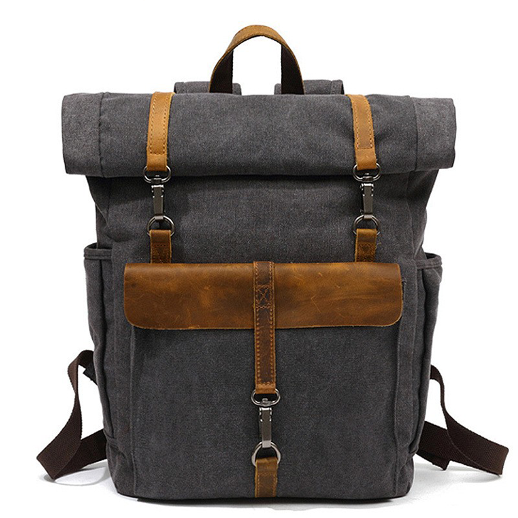 Vintage Travel Canvas Leather Backpack 5